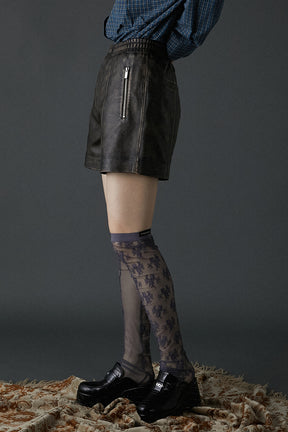 Flower Motif Lace Knee High Socks