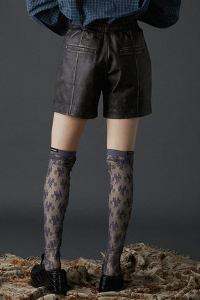 Flower Motif Lace Knee High Socks