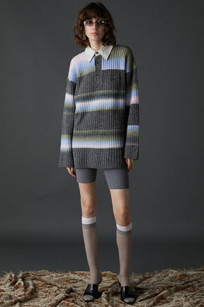 [24AUTUMN PRE ORDER] BLUR BORDER RUGGER KNIT