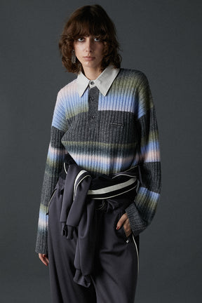 [24AUTUMN PRE ORDER] BLUR BORDER RUGGER KNIT