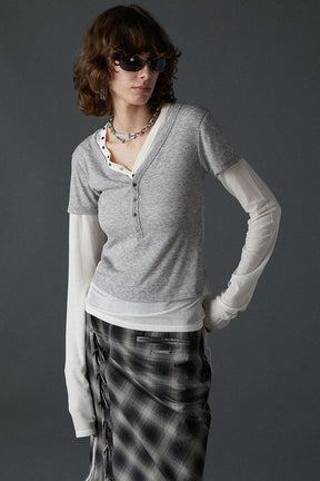 Henley Layered Top