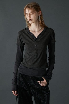 Henley Layered Top