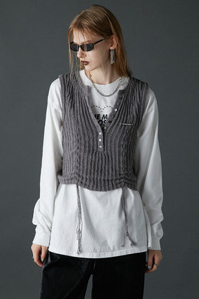 Henley Bouclé Knit Tank