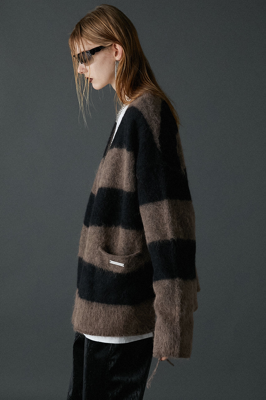 【24WINTER PRE ORDER】Alpaca Border Shaggy Cardigan