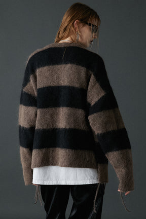 [24Autumn PRE ORDER] Alpaca Border Shaggy Cardigan