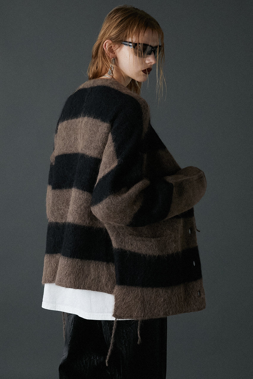 【24WINTER PRE ORDER】Alpaca Border Shaggy Cardigan