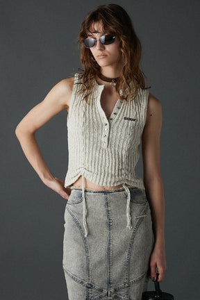 Henley Bouclé Knit Tank