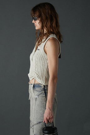 Henley Bouclé Knit Tank