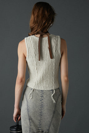 Henley Bouclé Knit Tank