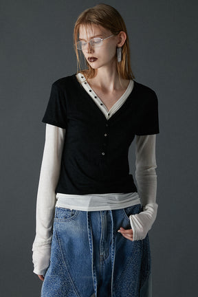 Henley Layered Top