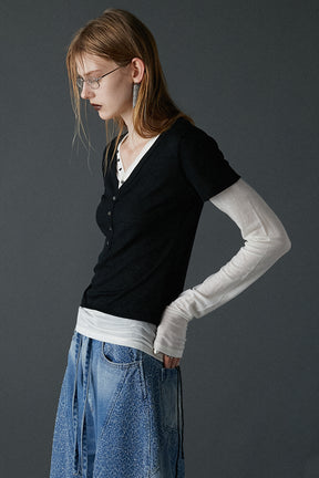 Henley Layered Top