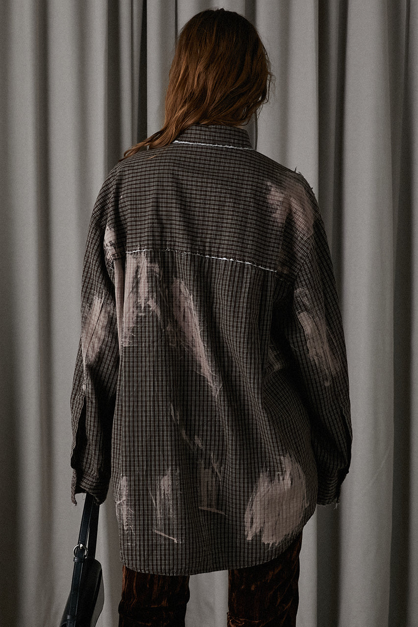 [24Autumn PRE ORDER] CUT-OFF BLEACHED CHECK SHIRT