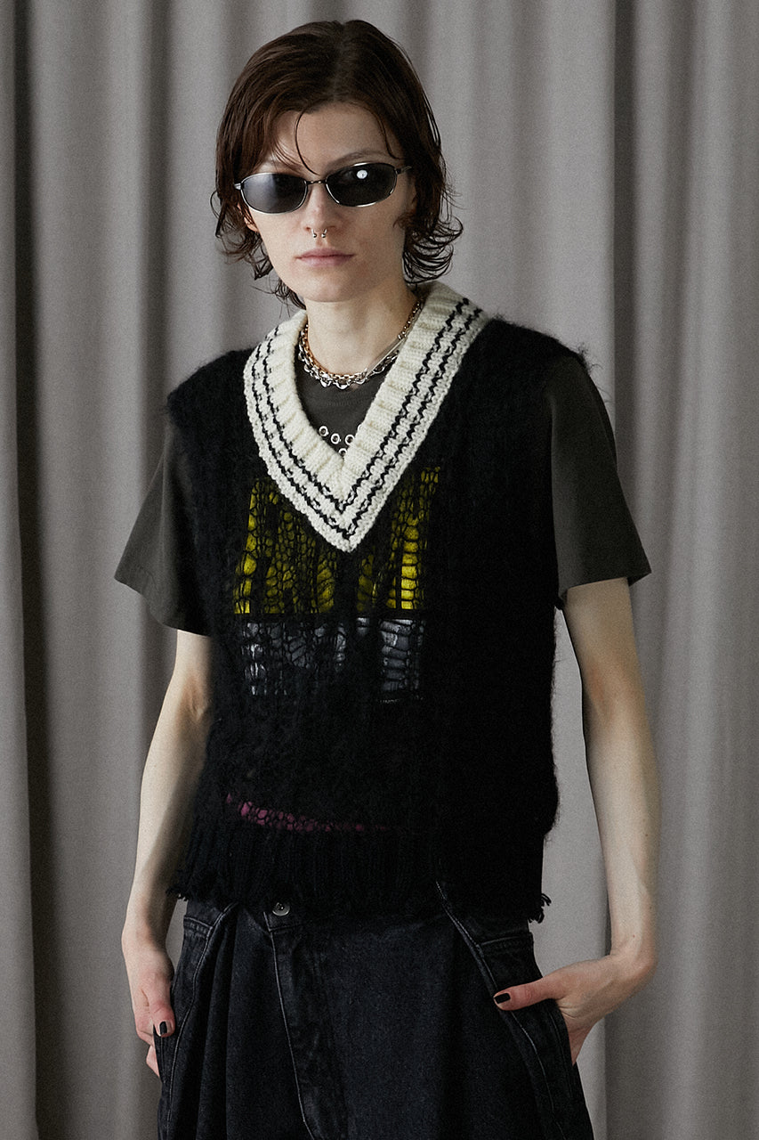 【24AUTUMN PRE ORDER】Sheer Tilden Knit Vest