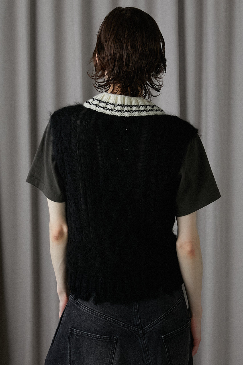 Sheer Tilden Knit Vest