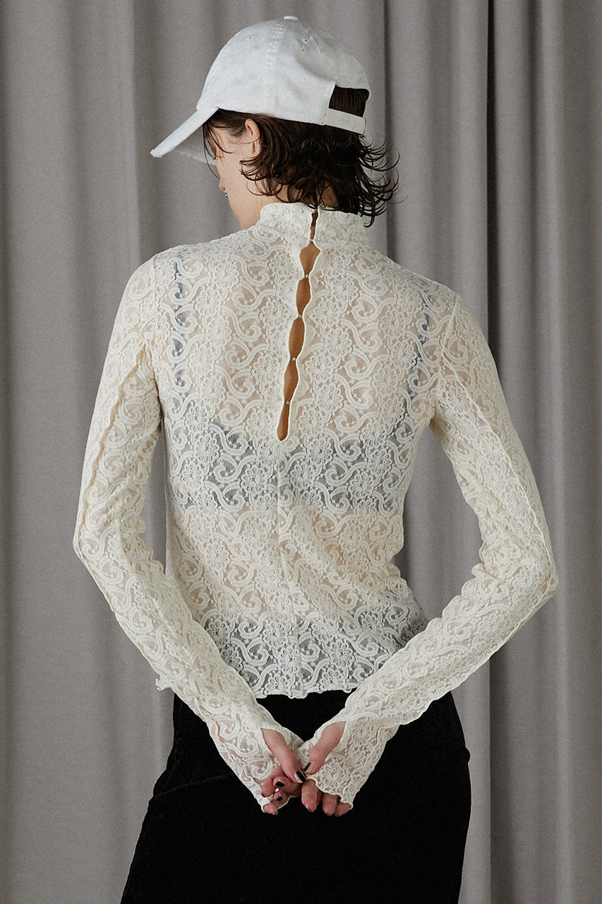 [24Autumn PRE ORDER] Lace Script Skin Top