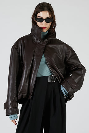 SHEEP Leather High Neck Blouson - 2025 AUTUMN