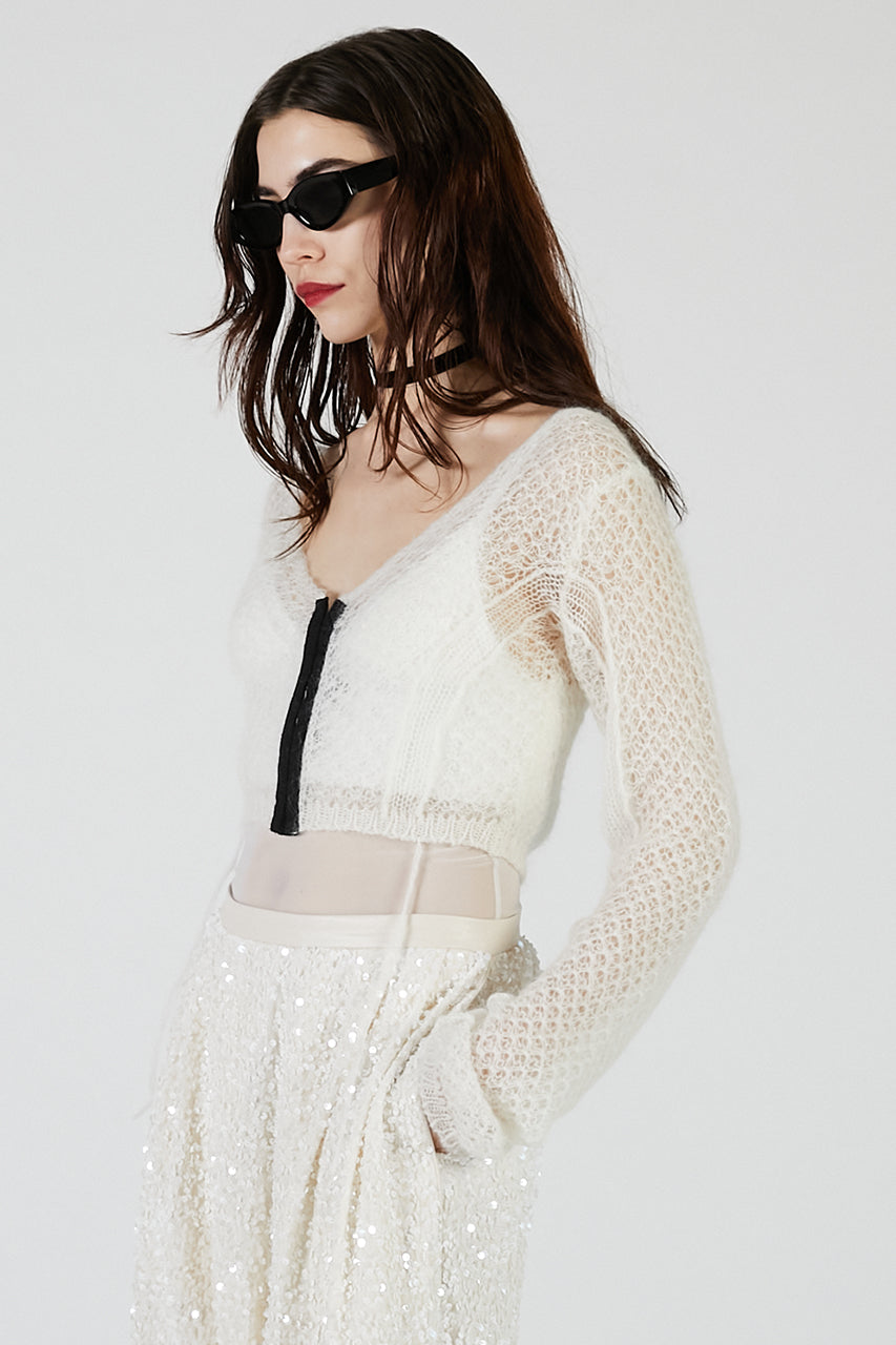 Mohair Mesh Short Cardigan
