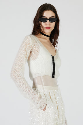 Mohair Mesh Short Cardigan