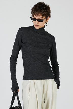 Pure Merino Wool Turtleneck Top - 2025 AUTUMN