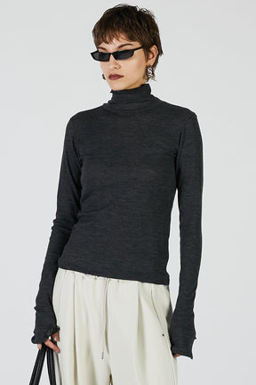 Pure Merino Wool Turtleneck Top - 2025 AUTUMN