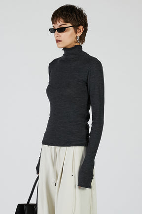Pure Merino Wool Turtleneck Top - 2025 AUTUMN