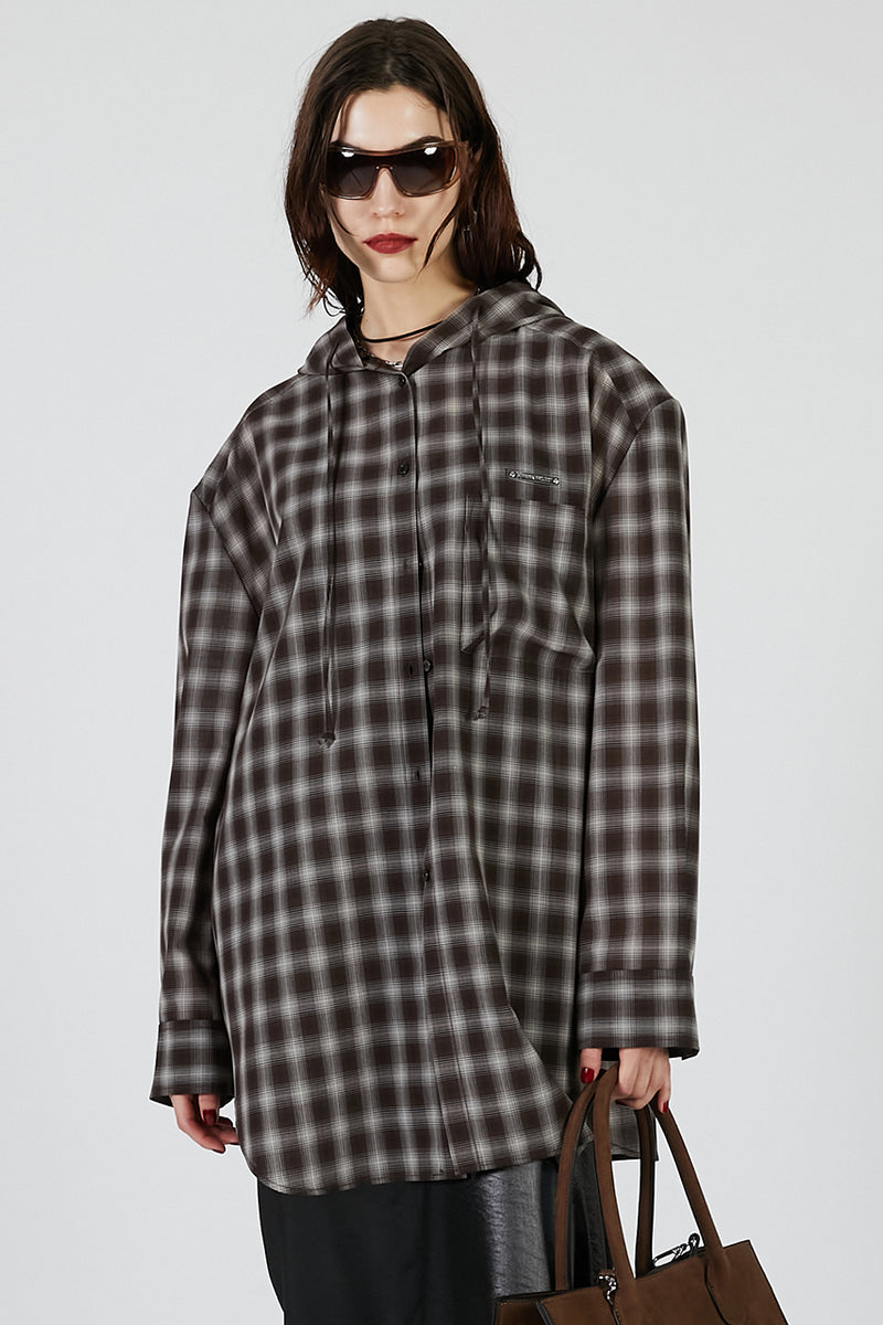 トップス prank project Hooded Check Shirt Hoodie Check Shirt