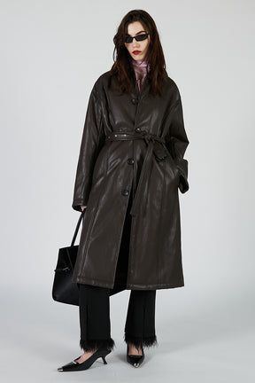 Vegan Leather Overlong Coat