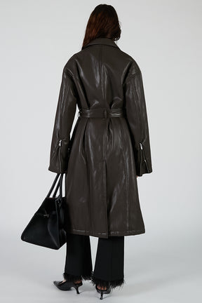 Vegan Leather Overlong Coat