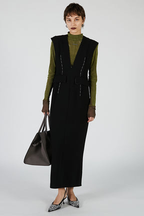 Hand-stitched Deep V-neck Dress