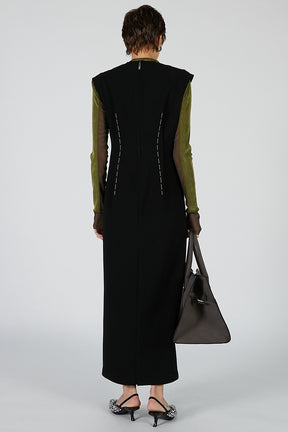 Hand-stitched Deep V-neck Dress