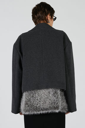 Fur layered pea coat  - 2025 AUTUMN