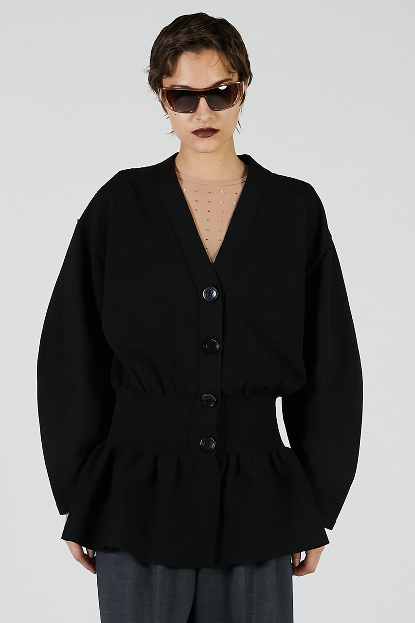 カーディガン 「2025Autumn Pre-Order」コクーンスリーブペプラムニットカーデ / Cocoon Sleeve Peplum Knit Cocoon Sleeve Peplum Knit Cardigan - 2025 AUTUMN