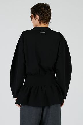 Cocoon Sleeve Peplum Knit Cardigan - 2025 AUTUMN