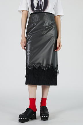PVC Layered Midi Skirt - 2025 AUTUMN