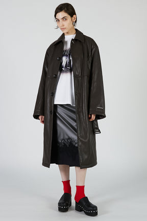 Vegan Leather Overlong Coat