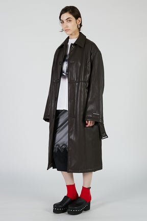 Vegan Leather Overlong Coat