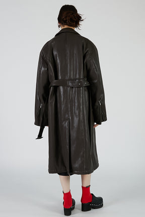 Vegan Leather Overlong Coat
