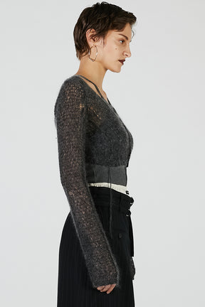 Mohair Mesh Short Cardigan