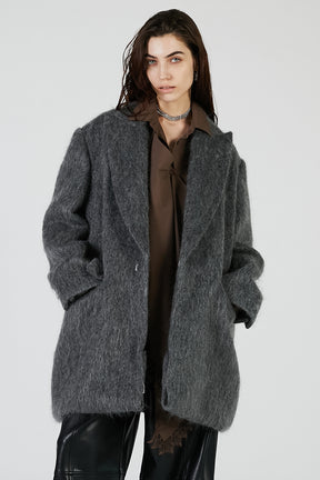 Mohair Shaggy Tailored Coat - 2025 AUTUMN