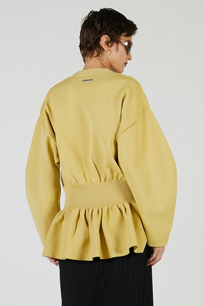Cocoon Sleeve Peplum Knit Cardigan - 2025 AUTUMN