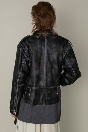 Rub Off COW Crushed Leather Riders Jacket