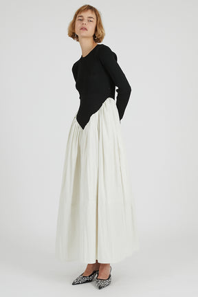 Knit Combination Long Dress - 2025 AUTUMN