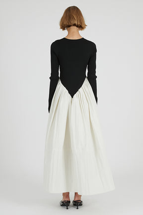 Knit Combination Long Dress - 2025 AUTUMN
