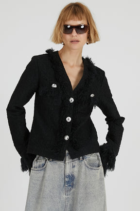 Fringe Jacquard Cardigan - 2025 AUTUMN