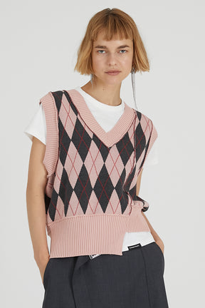 Argyle Knit Vest - 2025 AUTUMN