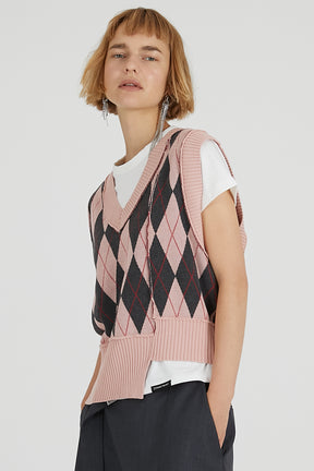 Argyle Knit Vest - 2025 AUTUMN