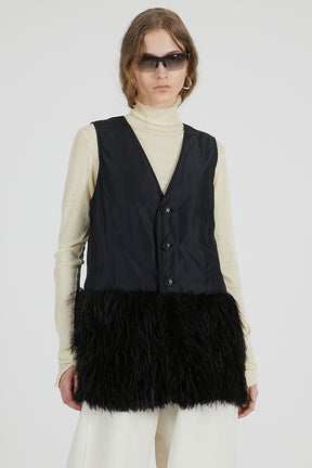 Fur layered pea coat  - 2025 AUTUMN