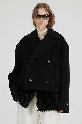 Fur layered pea coat  - 2025 AUTUMN