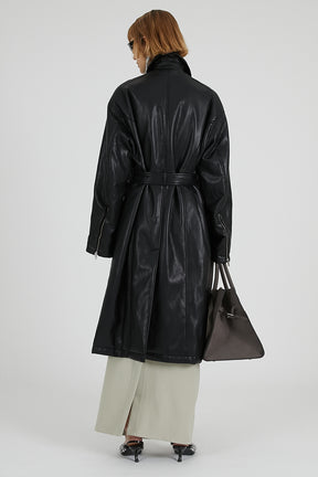 Vegan Leather Overlong Coat