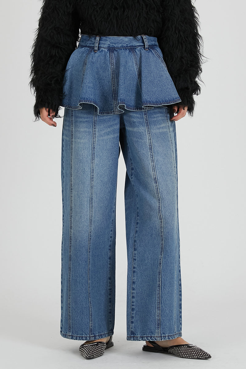 Peplum Denim Pants - SALE